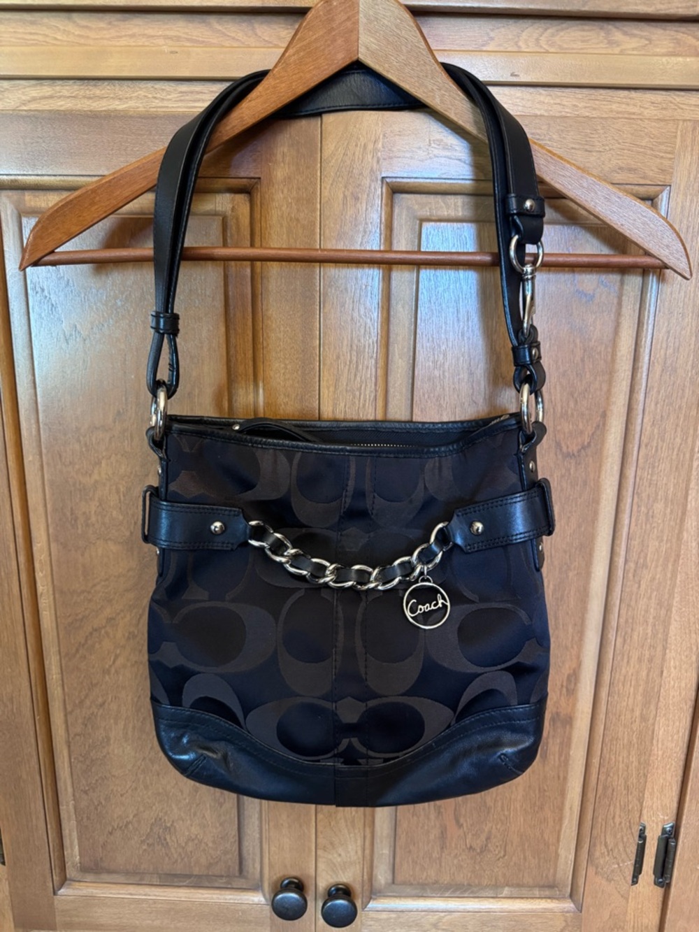Coach Black Signature Chain Shoulder Bag